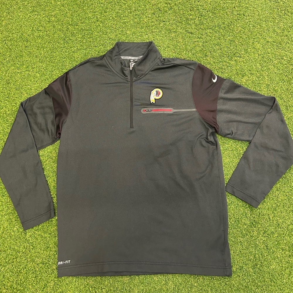 Nike NFL Washington Redskins Dri-FIT Quarter Zip Pullover Gray Mens Large